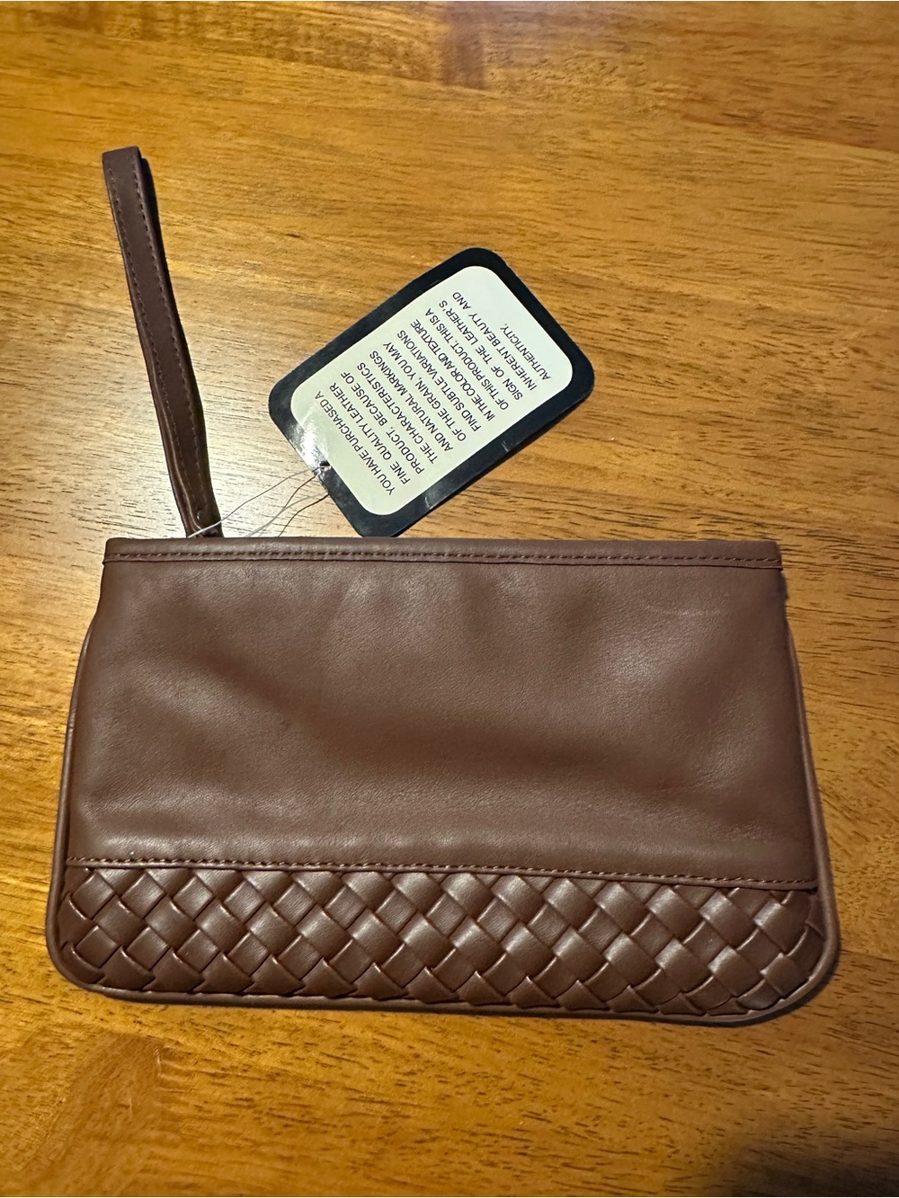 Vintage Brown Leather Wristlet Clutch